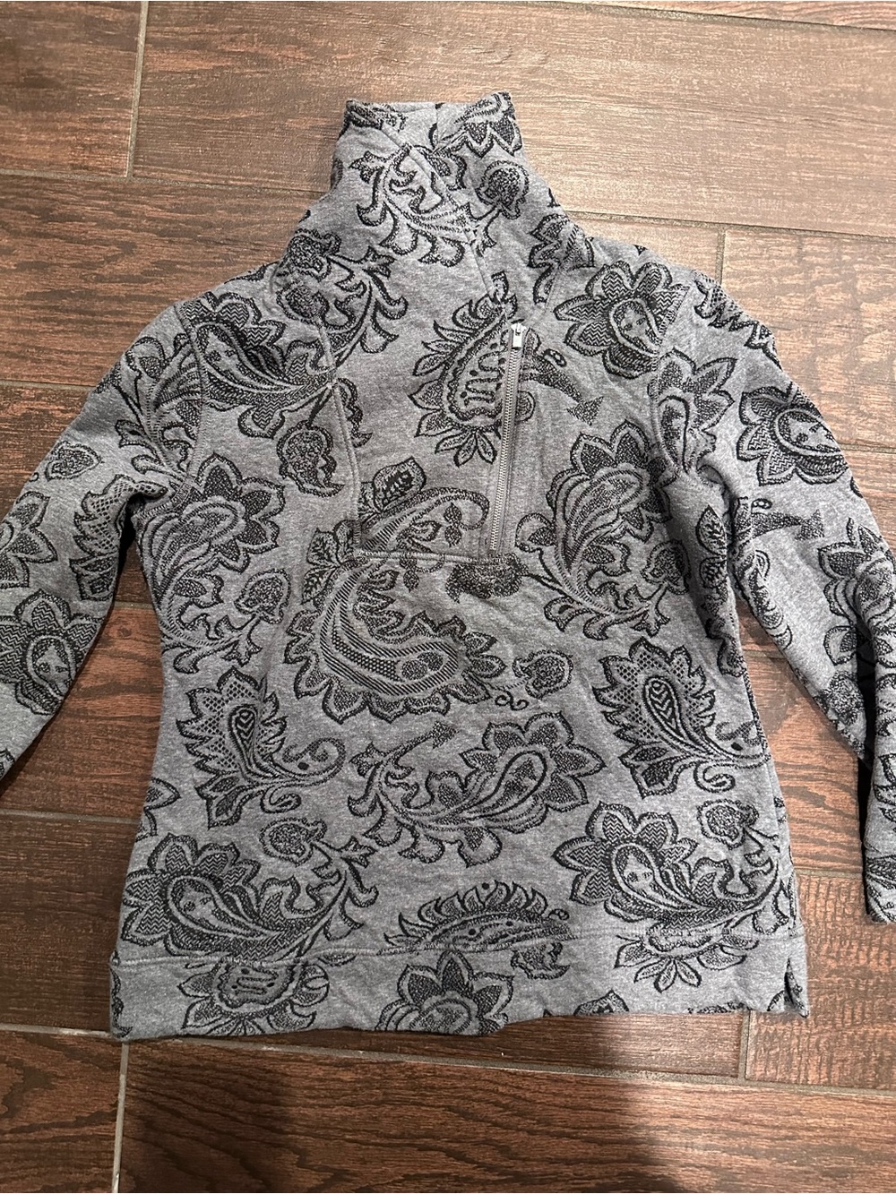 croft & barrow Gray Paisley Half-Zip Turtleneck Pullover